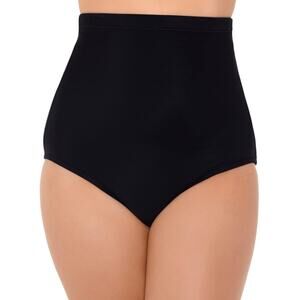 Swim Solutions Women’s Solid High Waisted Brief Swimsuit Bottom Black Size 16